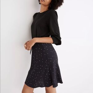 Madewell Drawstring Mini Slip Skirt in Night Stars, Black